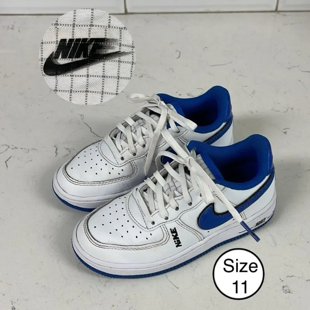 Little Kid's Nike Force 1 LV8 White/White-Black-Game Royal (DO3807 100) Size 11C